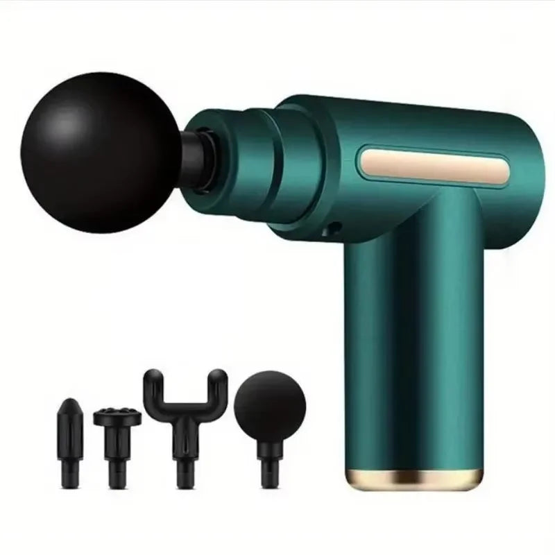Fascia Gun Massager Instrument Portable Electric Vibrating Muscle Relaxation Tool for Sports Recovery Multifunctional Peaceful Pleasures Health and Wellness green