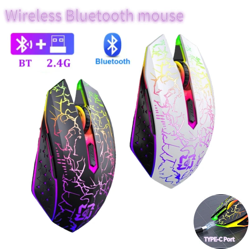 2.4G Bluetooth Wireless Mouse Gaming Mouse Silent Mouse Rechargeable Mouse 800-1200-1600 DPI Mouse Mice for PC Laptop Macbook Peaceful Pleasures Health and Wellness