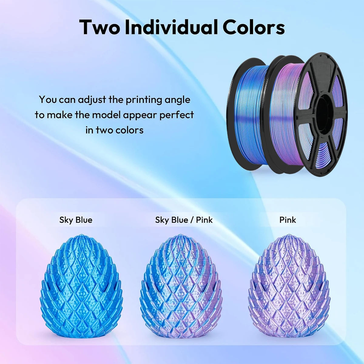 Silk Dual Color PLA Filament 1.75mm | DINGSUN 3D 200g–1kg