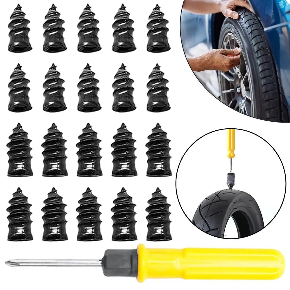 Tire Repair Nails 20 S+20 L with Screwdriver, Rubber Puncture Repair Plugs for Car Motorcycle Truck Bus Agricultural Tires Peaceful Pleasures Health and Wellness
