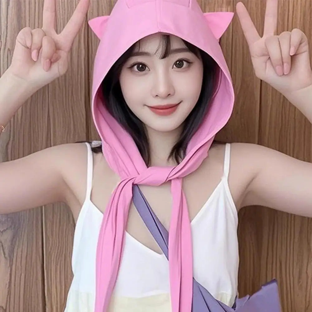 Cat Ear Hooded Sun Hat | Quick-Dry Outdoor Cap with Chin Strap