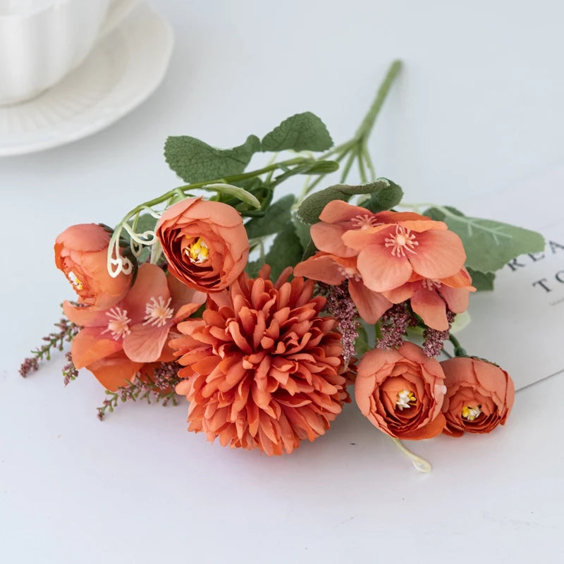 Silk Artificial Rose & Hydrangea Bouquet | Wedding Home Decor