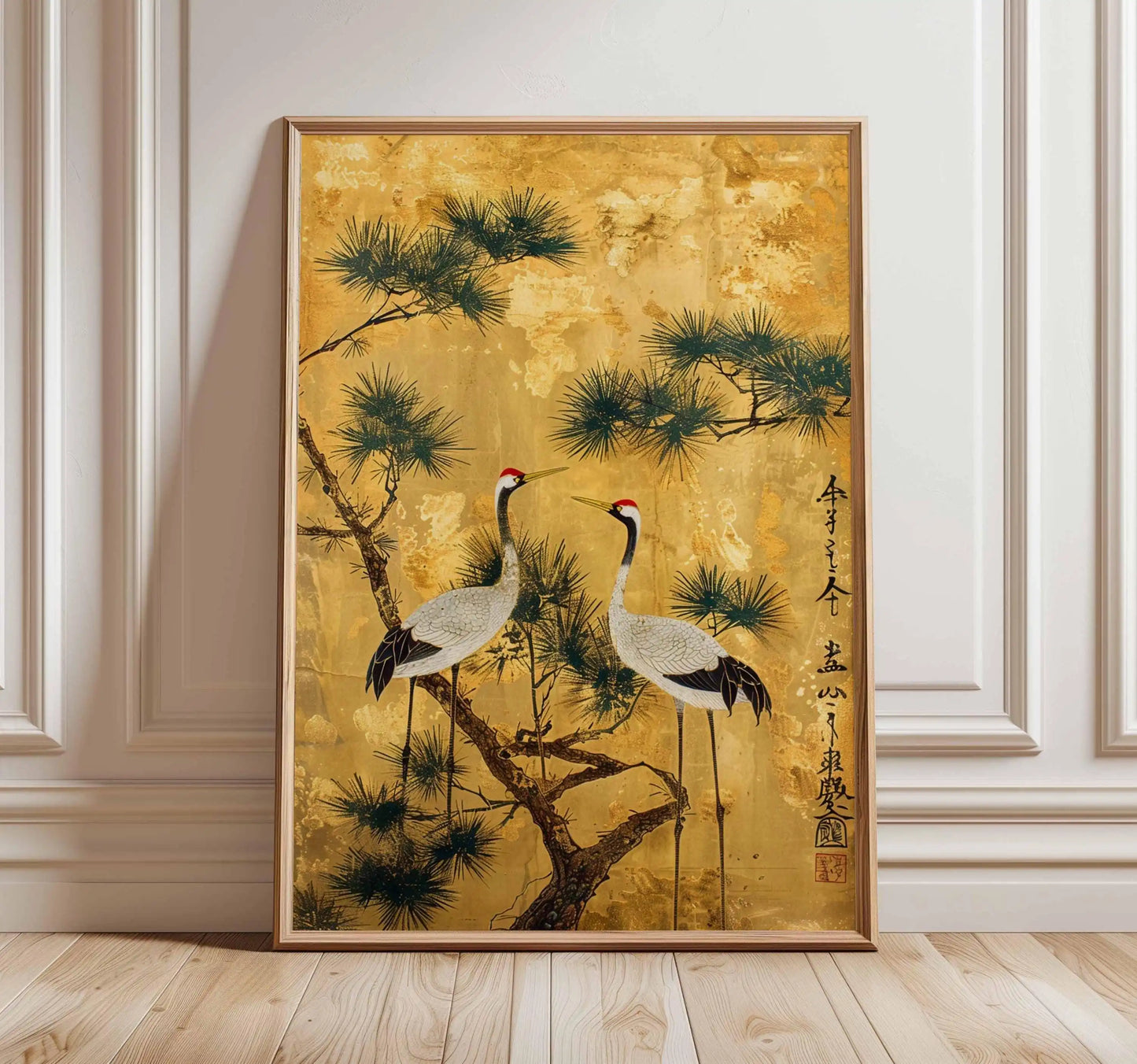 Japanese Crane Poster | Vintage Ukiyo-e Canvas Wall Art Print