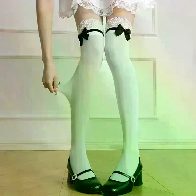 Sweet Lolita Lace Bow Over-Knee Socks | JK School Uniform Style