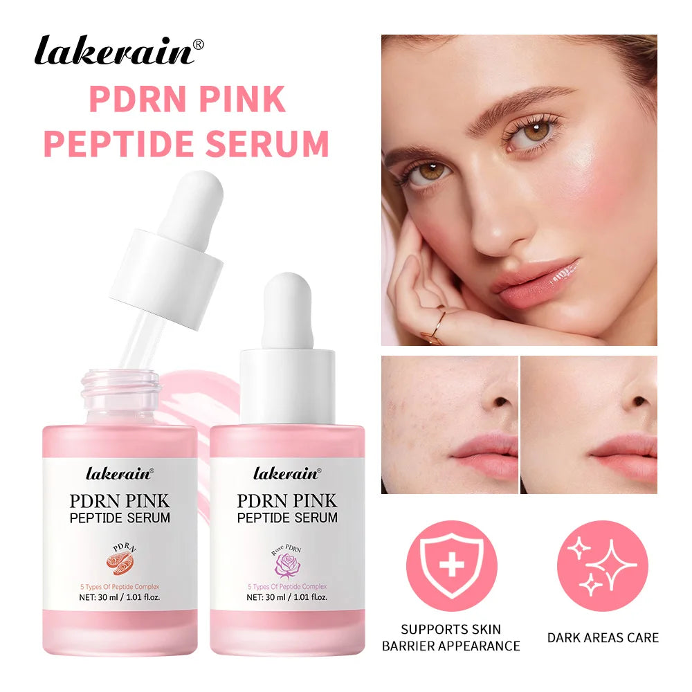 Lakerain Pink Peptide Serum Even-looking Skin Tone Dark Care Long-Lasting Hydration Low-Irritation Formula Firming Adenosine Peaceful Pleasures Health and Wellness