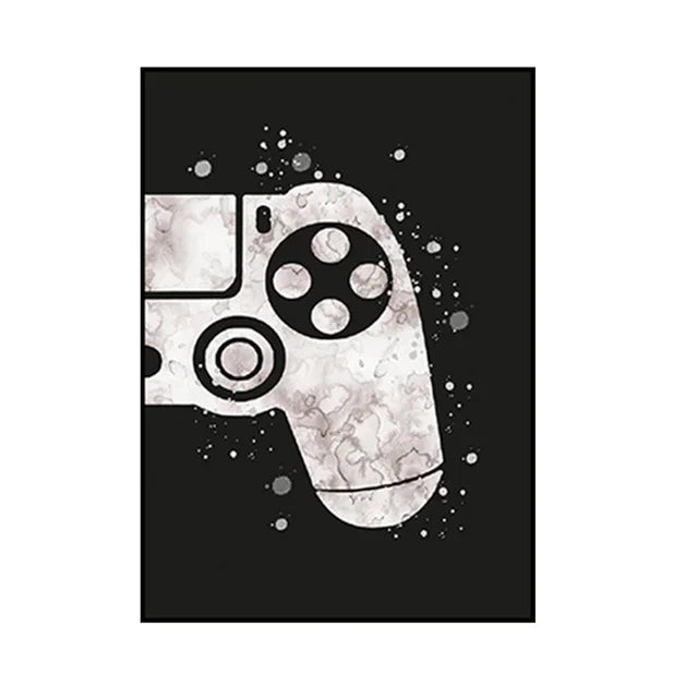 Minimalist Gamepad Controller Canvas Poster Modern Gaming Room Wall Art Print for Gamer Bedroom Home Decoration Peaceful Pleasures Health and Wellness SKU-2 50x70cm Unframed
