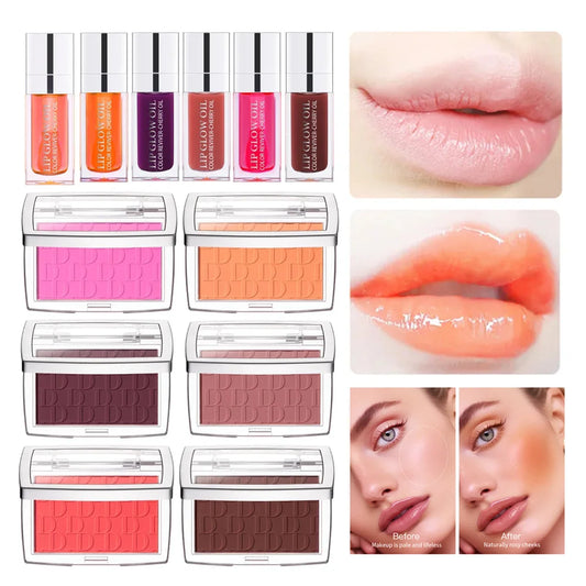 ibcccndc Lip Glow Oil & Matte Blush Set | Hydrating Makeup Kit Lip & Blush Set Oasis Select
