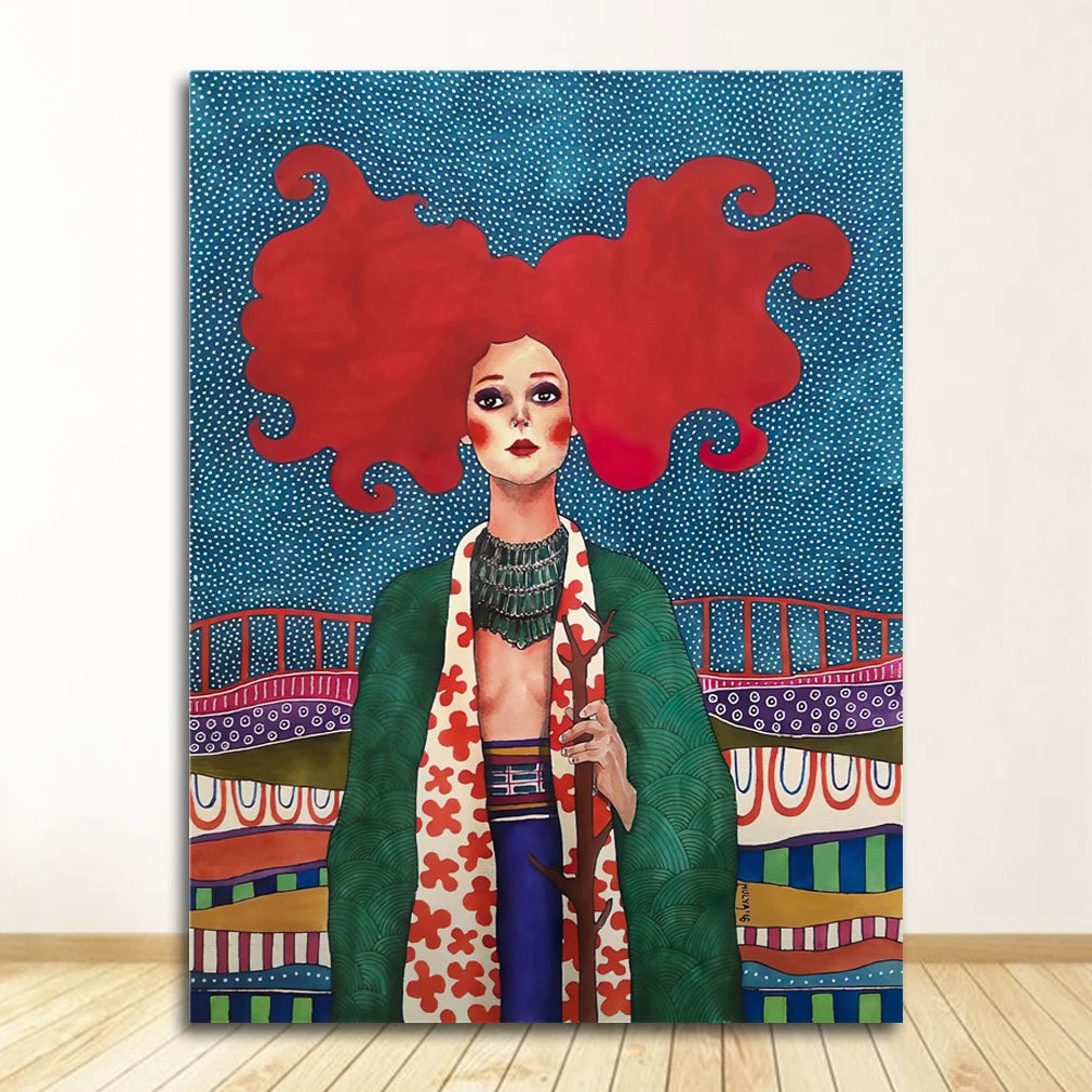 Nordic Characters Colorful Canvas Wall Art Print | Unframed Poster