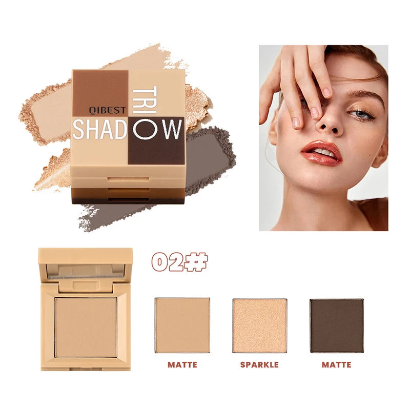 1 piece, three in one eye shadow palette, portable makeup, matte and shiny finish, multi-functional neutral tone, easy to mix Peaceful Pleasures Health and Wellness Q2395-2