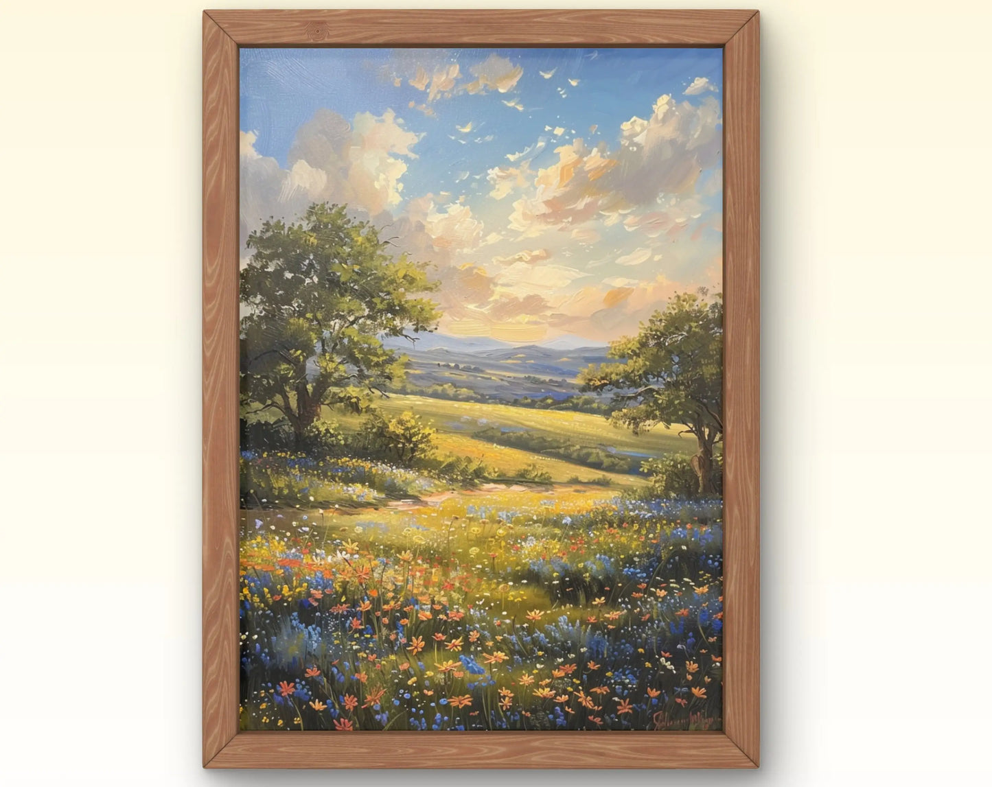 European Rural Scenery Floral Canvas Wall Art | Unframed Print