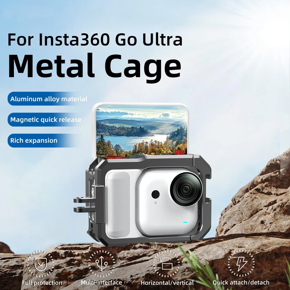 Aluminum Alloy For Insta360 Go Ultra Protective Case Metal Protective Frame For Action Cameras Expansion Quick-Release Accessory Peaceful Pleasures Health and Wellness