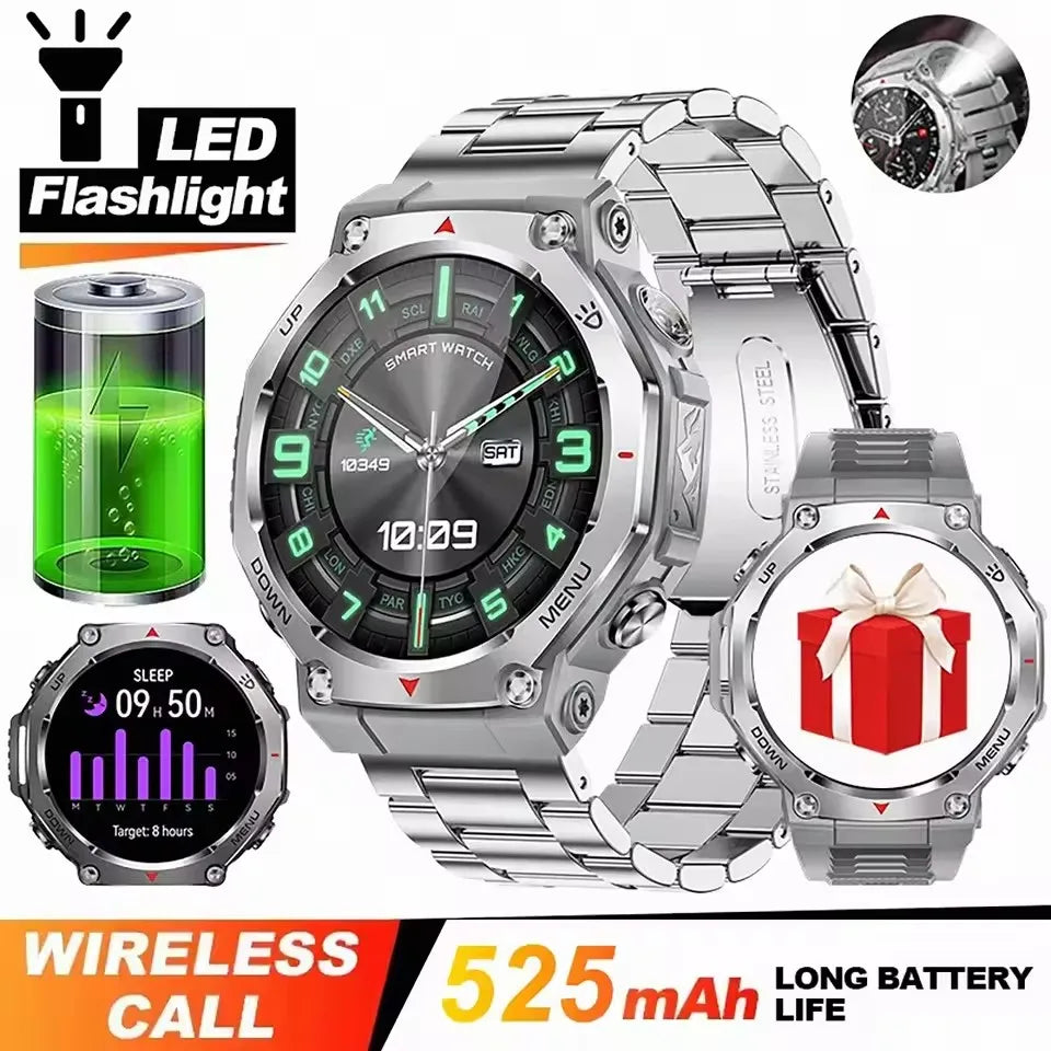 Professional 50 Meters Swimming SmartWatch BT Call Amoled Screen Flashlight Ai Voice Assistant Women Smart Watch Men15 Day Usage Peaceful Pleasures Health and Wellness Wh22Szstrap 50 Meters Waterproof