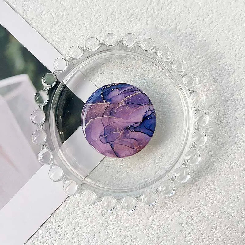 Socket Grip Tok Acrylic Glue Material High Quality Transparent Folding Stand Marble Pattern Phone Holder Foldable phone grip Peaceful Pleasures Health and Wellness P193-15