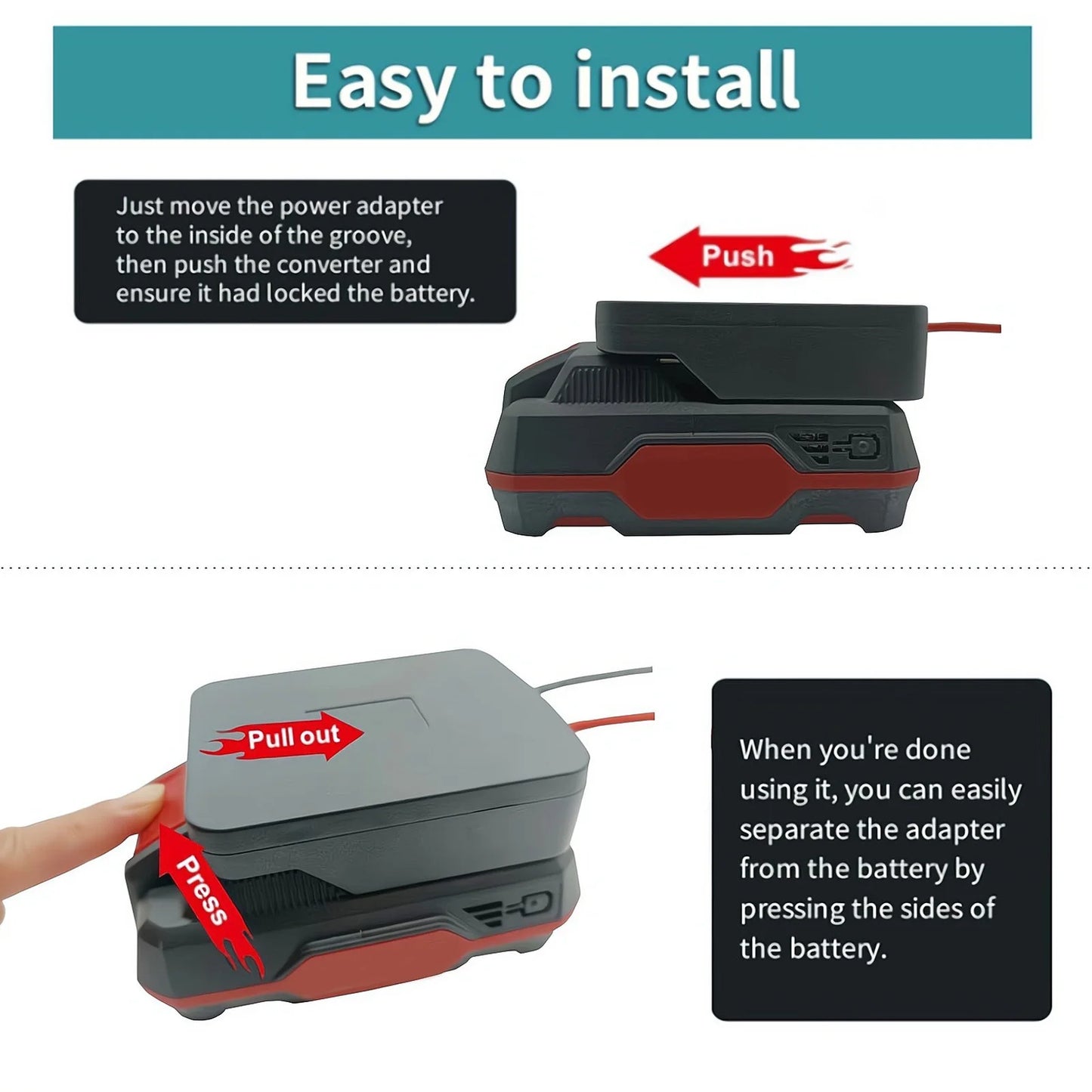 Power Tool Battery Converter Kit Good Compatibility Wide Application Power Tool Battery Adapter Easy Using ABS and PC for Home Peaceful Pleasures Health and Wellness