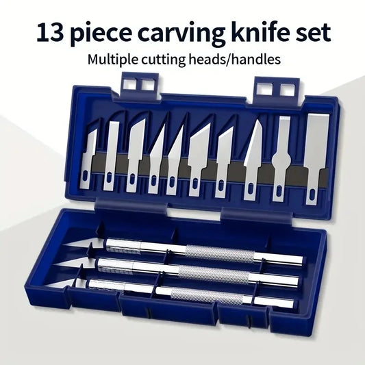 13-Piece Metal Carving Knife Pen Set | DIY Precision Cutting Kit Carving Knife Set Peaceful Pleasures Health and Wellness