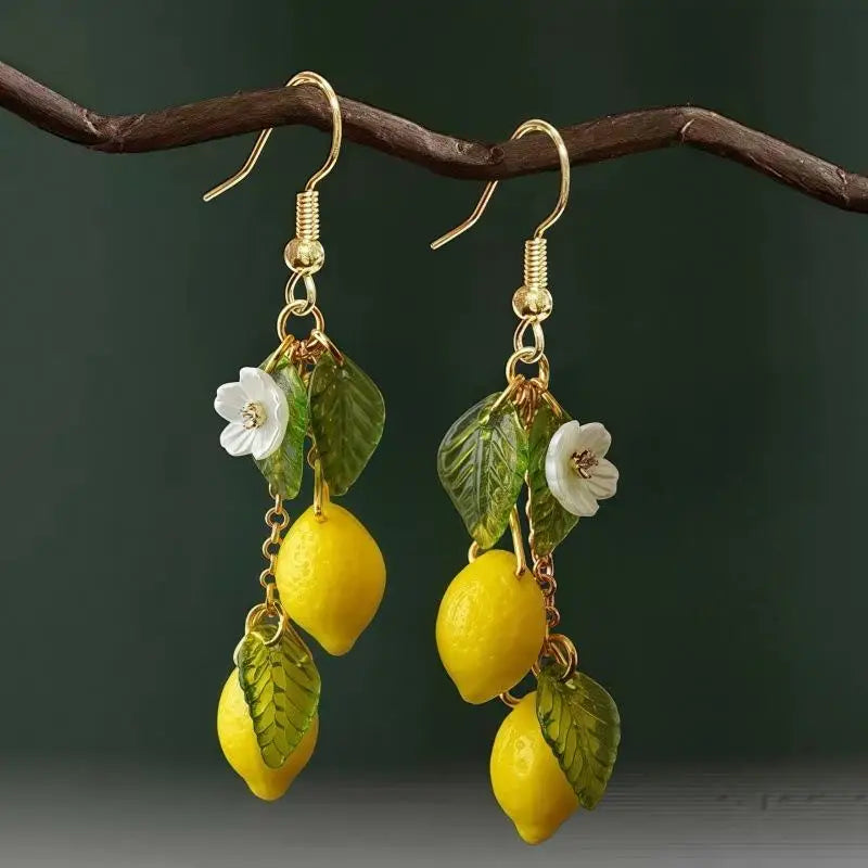 Bohemian Lemon Tassel Drop Earrings | Summer Beach Jewelry