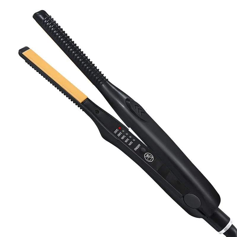 2-in-1 Professional Hair Straightener and Curling Iron Mini Ceramic Straightener with Adjustable Temperature Small Flat Iron Peaceful Pleasures Health and Wellness black EU