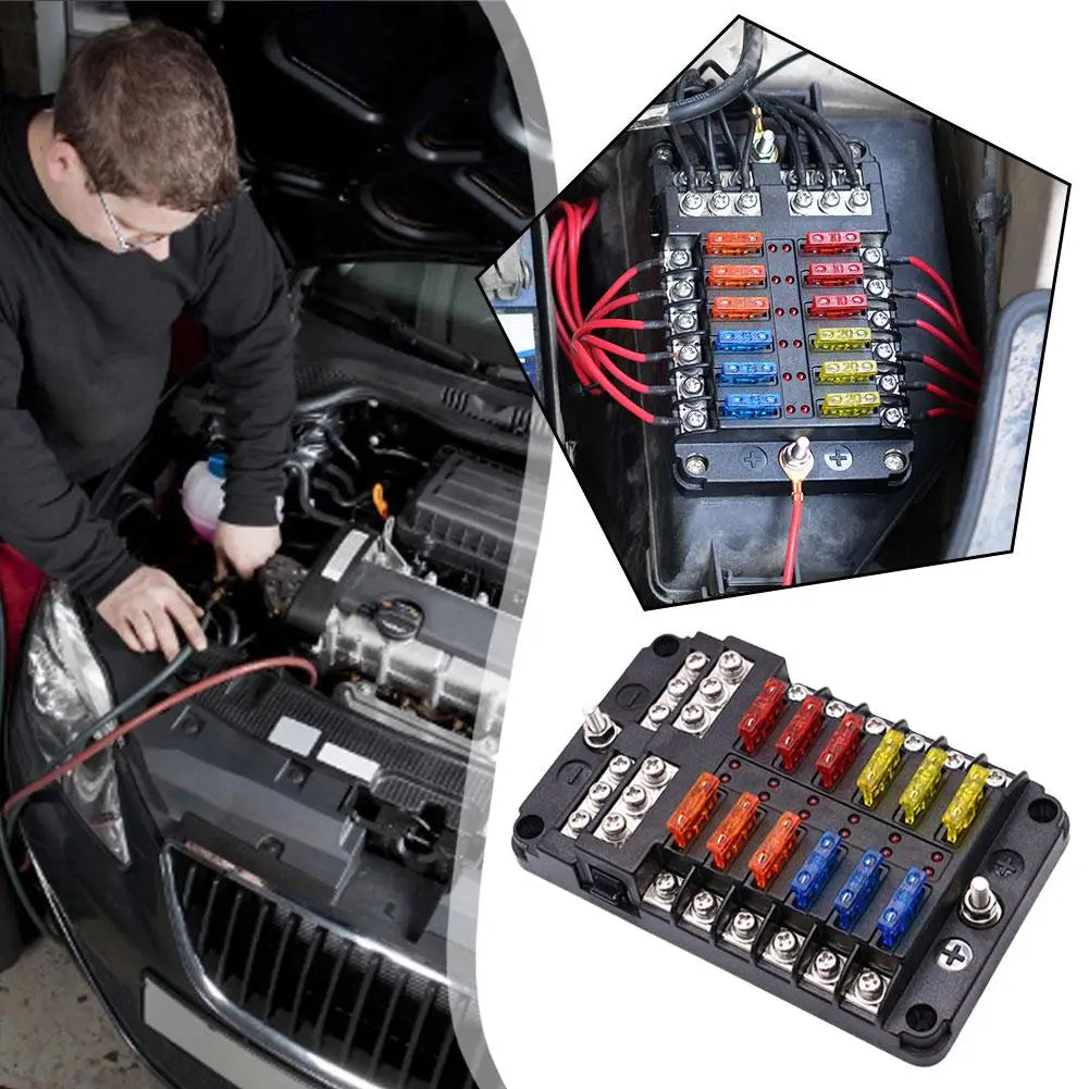 6/12-Way Fuse Box LED Indicator 12V-32V Car Boat Power Panel