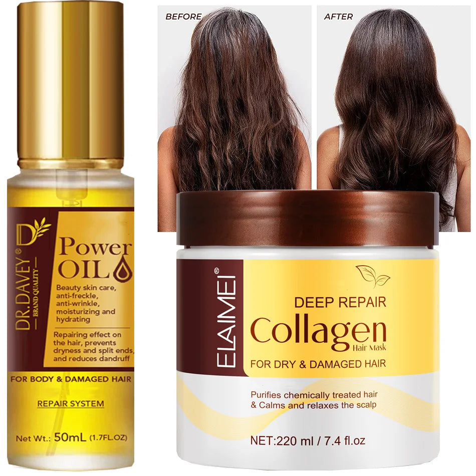 50ml Power Oil And 220ml Hair Mask Prevent Dryness Split Ends Repair Damage Frizz Tangles 5 Seconds Soft Smooth Care Peaceful Pleasures Health and Wellness Default Title