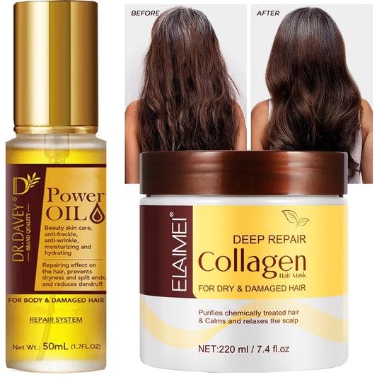 50ml Power Oil And 220ml Hair Mask Prevent Dryness Split Ends Repair Damage Frizz Tangles 5 Seconds Soft Smooth Care Peaceful Pleasures Health and Wellness Default Title