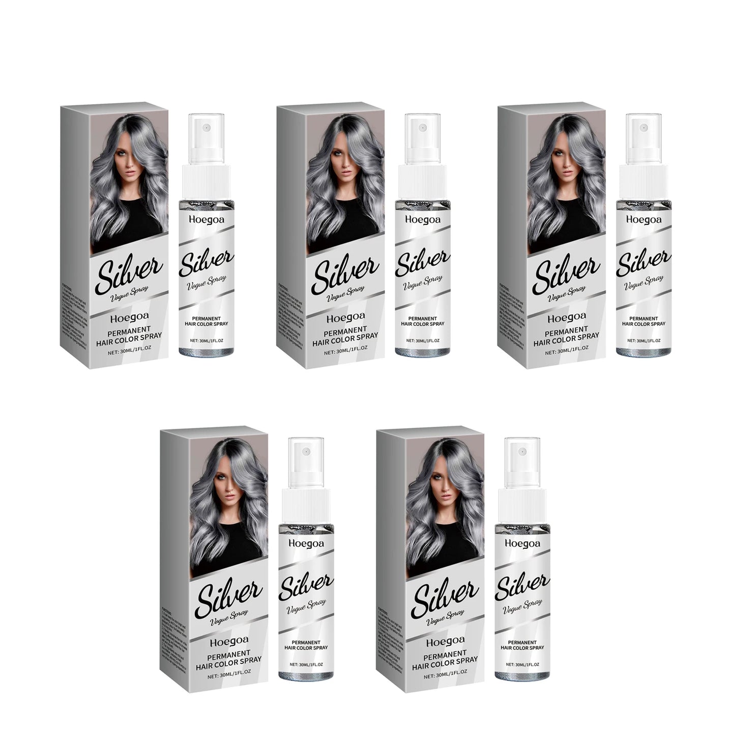 HOEGOA Silver Gray Hair Color Spray | Permanent Grandma Grey Dye