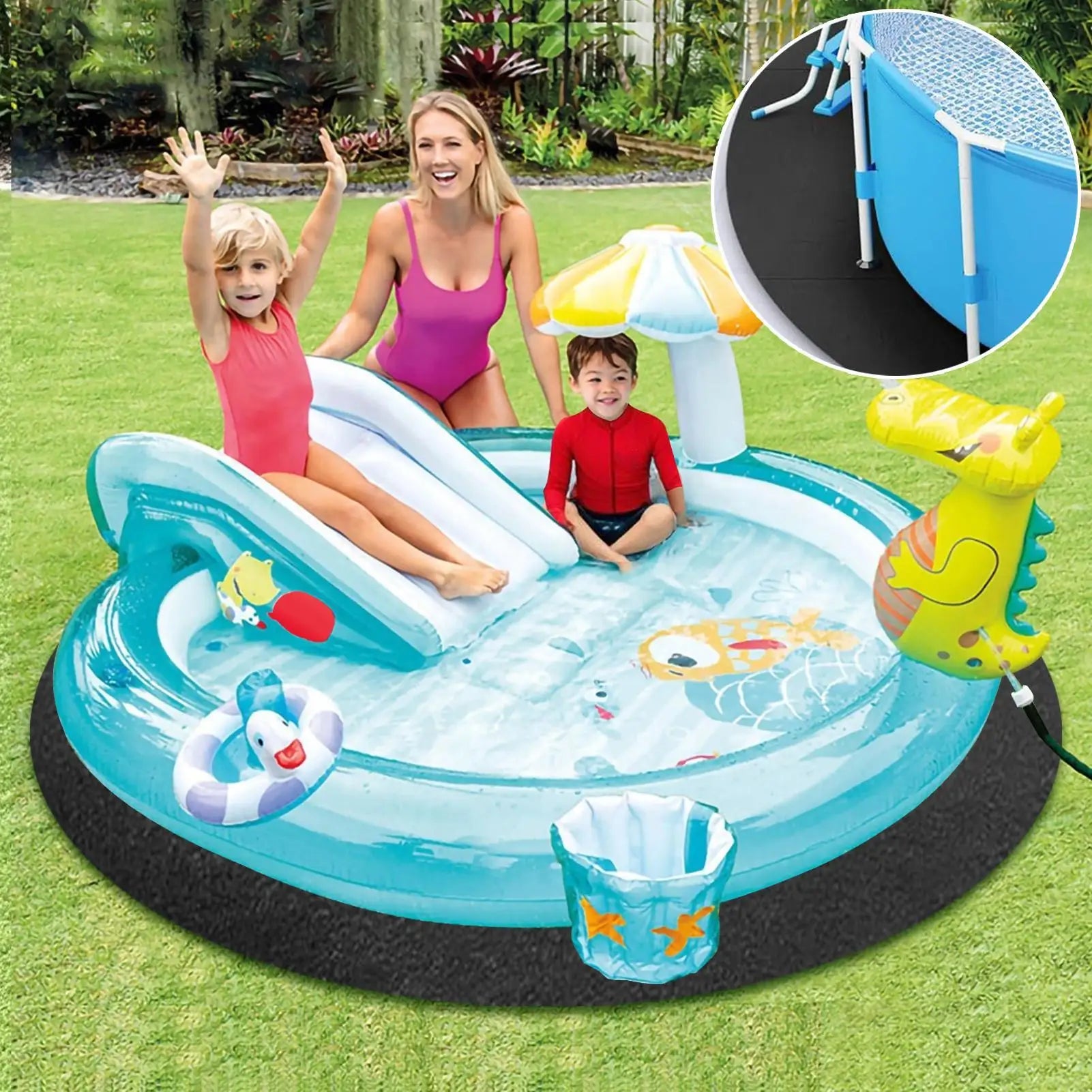 Pool Liner Pad Round Tub Mat Pool Protector Ground Pool Protector Non Slip Outdoor Pool Protection Padding Spa Accessories Peaceful Pleasures Health and Wellness