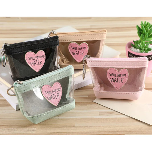 Coin Purse Jelly Transparent Wallet Key Coin Lipstick Change Storage Bag PU Jelly Transparent Fashionable Women Girl Jelly Peaceful Pleasures Health and Wellness