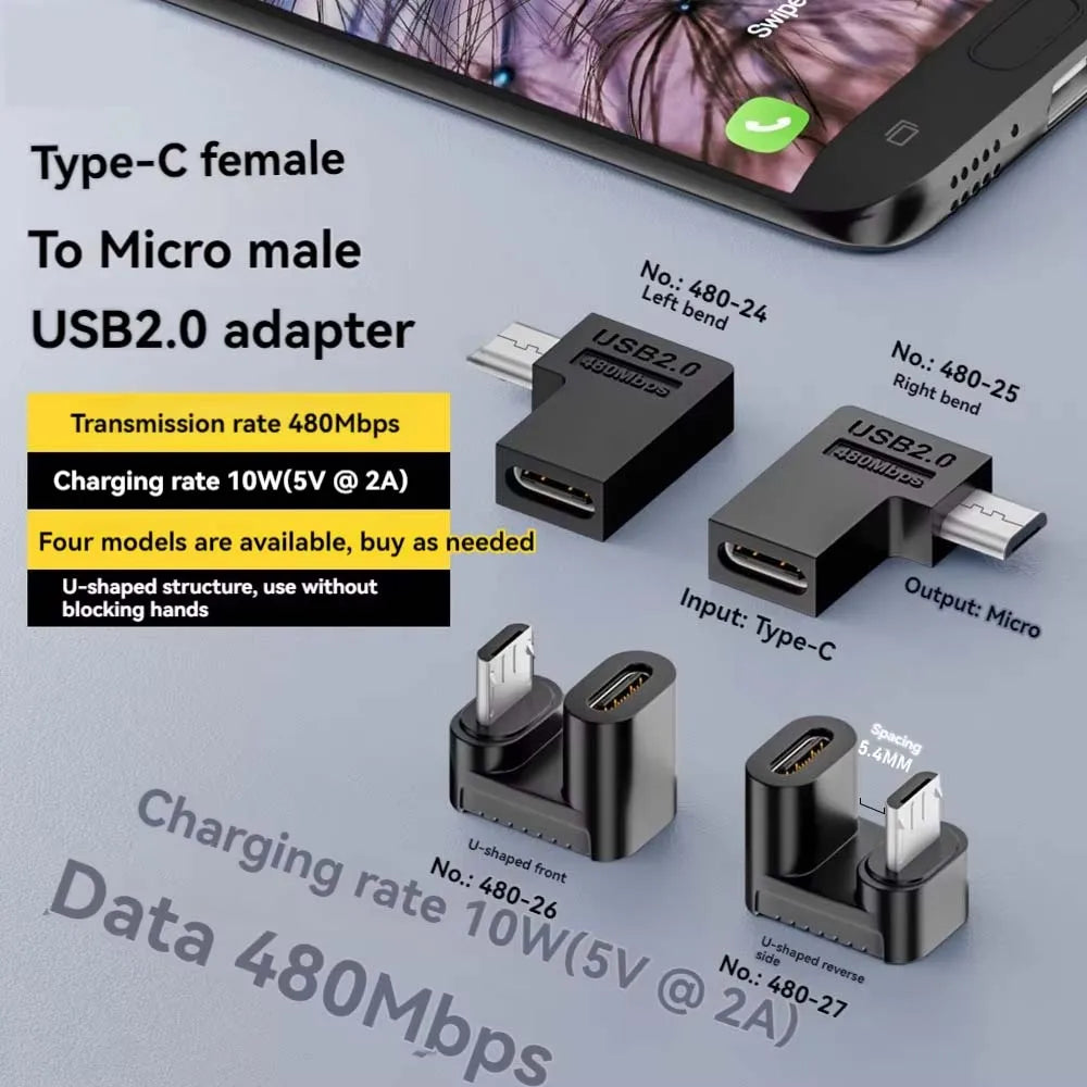 90° USB-C to Micro USB Adapter | 10W Fast Charging, 480Mbps Peaceful Pleasures Health and Wellness