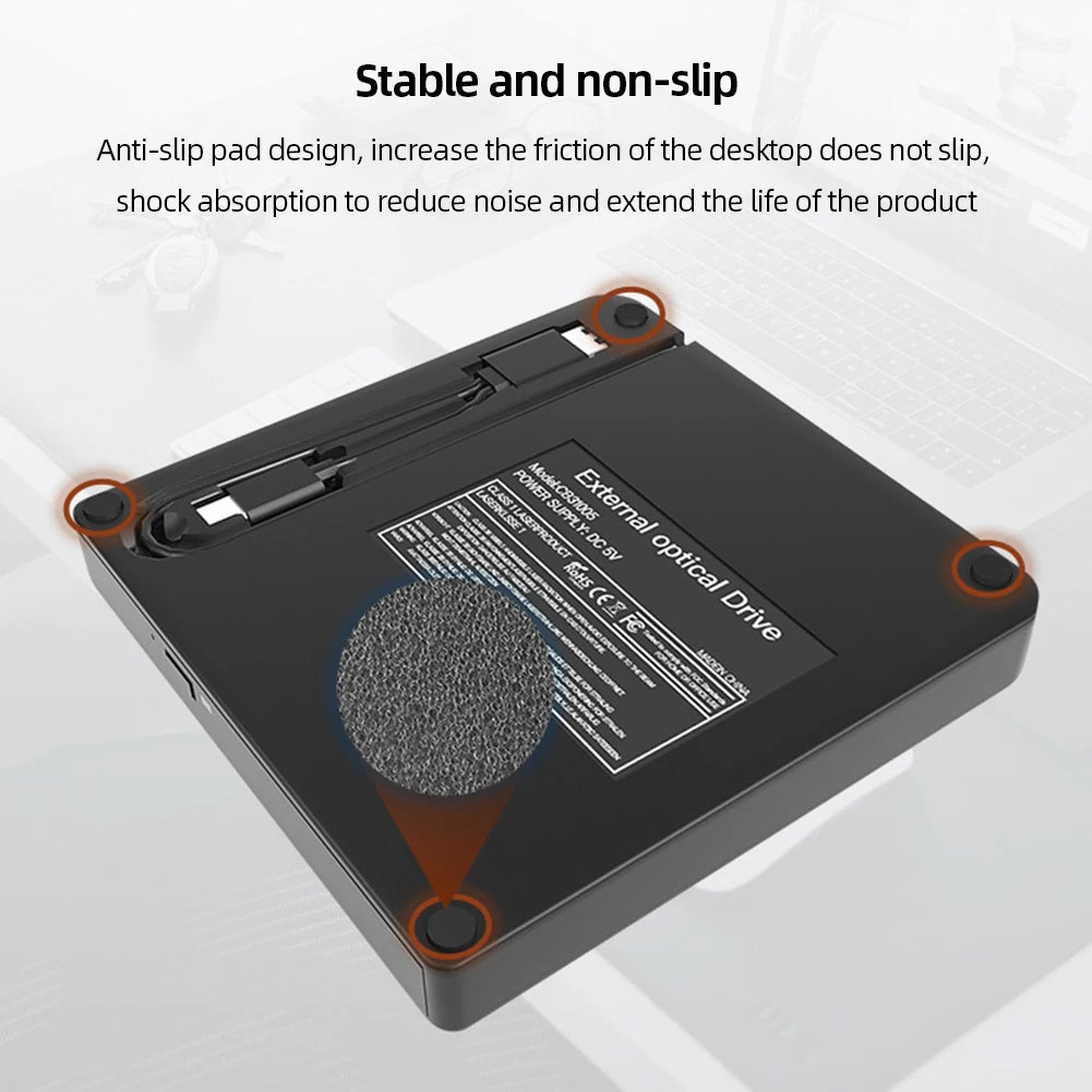 Portable CD DVD ROM USB 3.0 & Type-C DVD RW CD Writer Drive for /Linux Windows 7/8/10/11 Laptop PC Peaceful Pleasures Health and Wellness