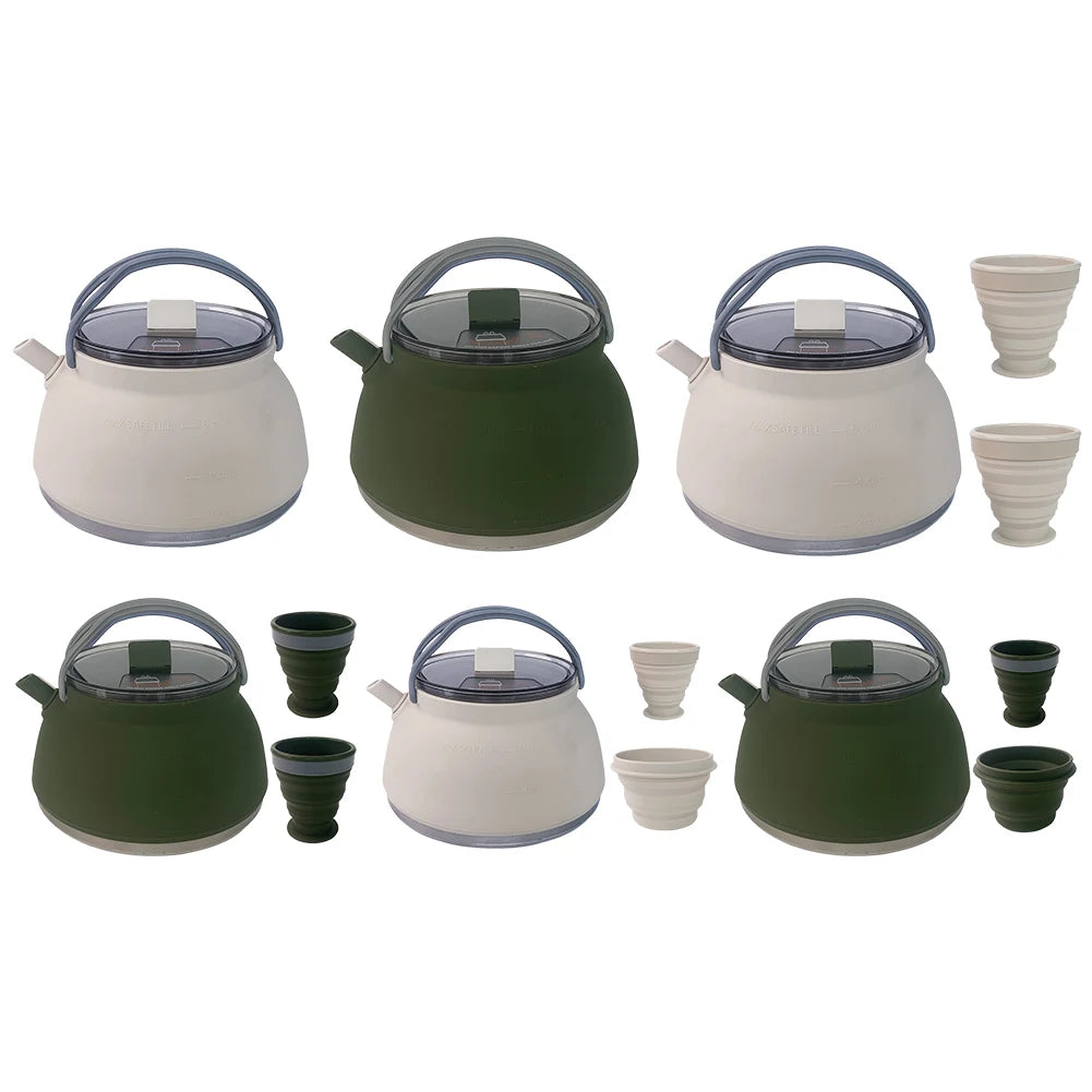 Outdoor Folding Silicone Kettle Portable Mini Boiling Water Pot with Handle Camping Kettle Pan Pot for Travel Picnic Tableware Peaceful Pleasures Health and Wellness
