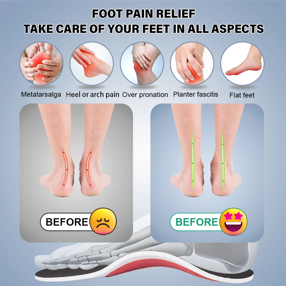 Orthopedic Insoles Flat Foot Health Sole Pad EVA Unisex Orthotics Inserts Arch Support for Feet Care Peaceful Pleasures Health and Wellness