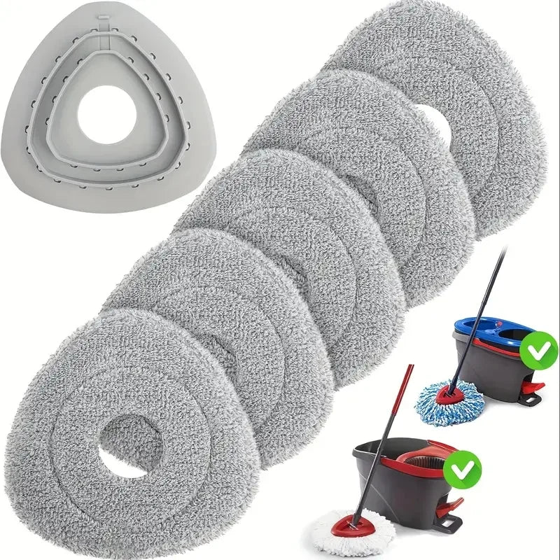 4/5pcs Rotating Mop Replacement Pads + 1 Plastic Triangle Pad, Fits O-Cedar Easywring 1 Tank & Rinseclean 2 Tank System Peaceful Pleasures Health and Wellness 6pcs