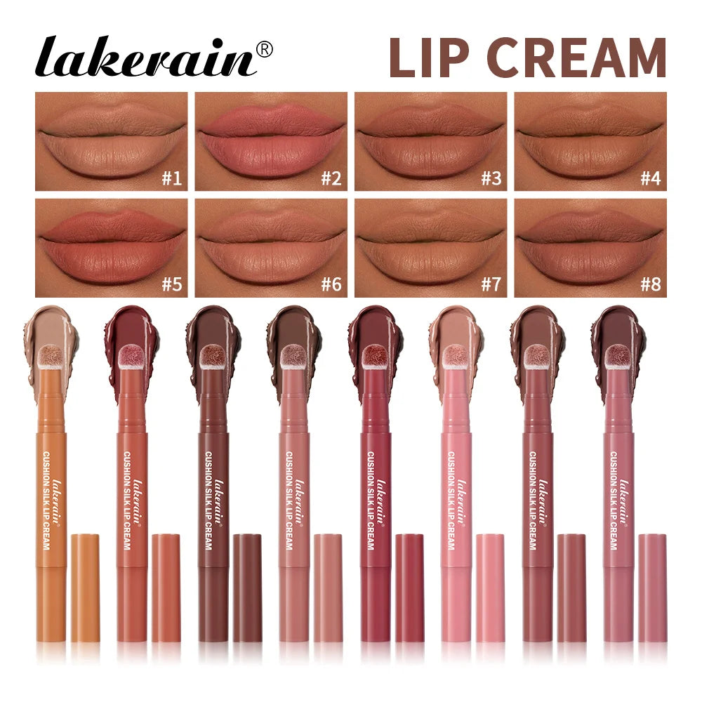 Lakerain 2-in-1 Lip Cream Powder Blusher Air Cushion Brush Design Deep Hydration Long-lasting Non Fading Lipstick Powder Blusher Peaceful Pleasures Health and Wellness