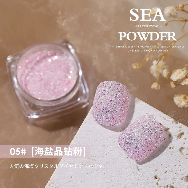 Aurora Sea Salt Nail Glitter Set – 12 Colors Holographic Sugar Powder