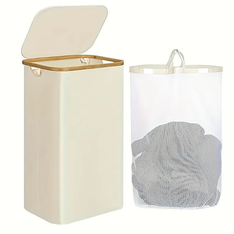 Foldable Laundry Basket with Lid – Large Capacity Hamper