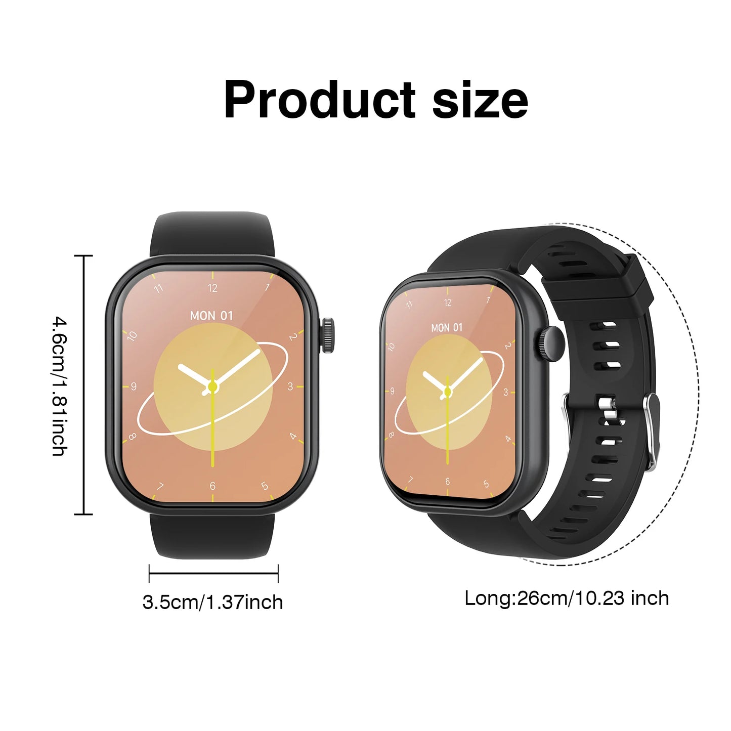 LOMAXFR Unisex Smart Watch – 2.01" HD, Wireless Calls & Sports