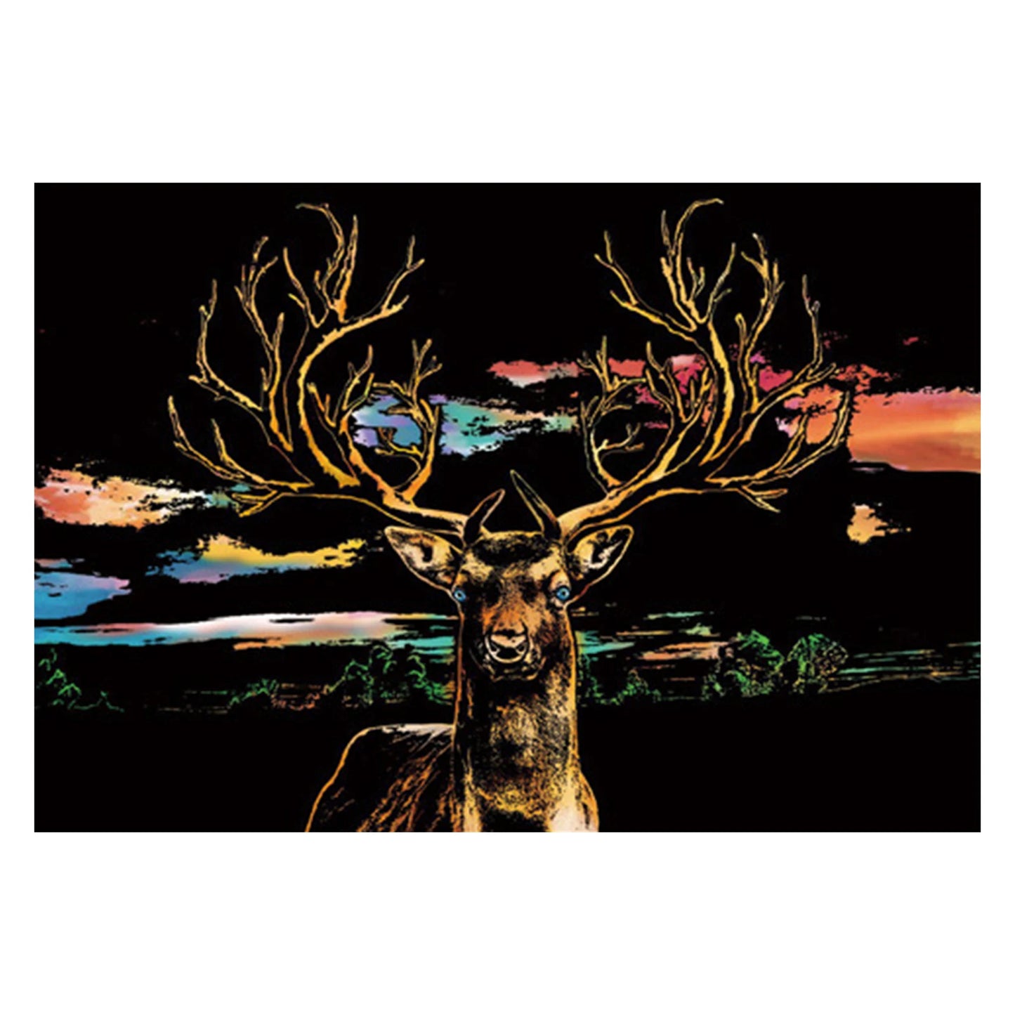 Animals DIY Paint by Scratch for Teen & Adults with 3 Tools Foil Art for Adults 15.94x11.22 Inch Fun Creative Craft /Gifts/Decor Peaceful Pleasures Health and Wellness Deer