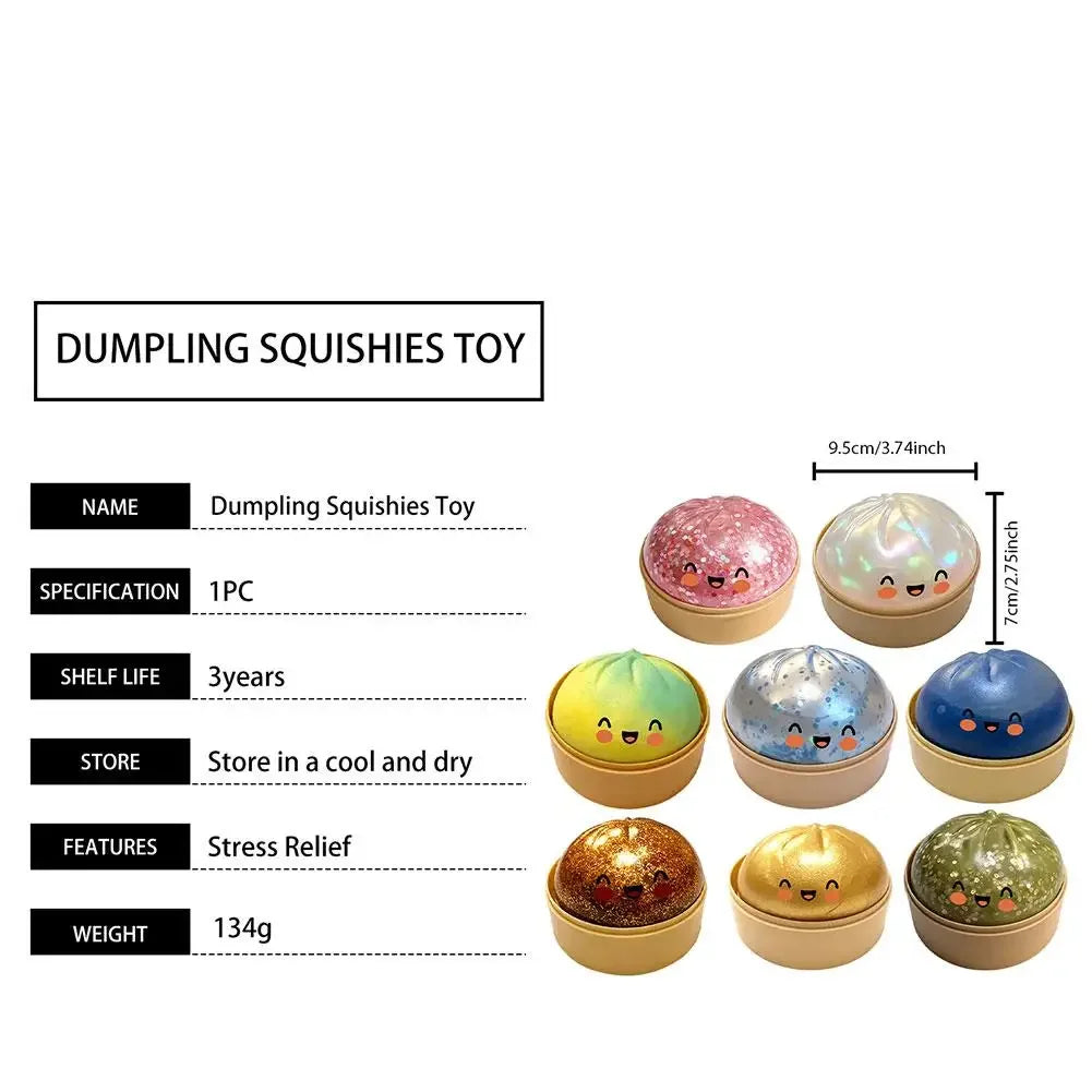 Shiny Flash Simulation Dumpling Bun Toy Pressure Ball, Slow Rebound Soft Pinch Decompression Toy, for Kids Adults Birthday Gifts Peaceful Pleasures Health and Wellness