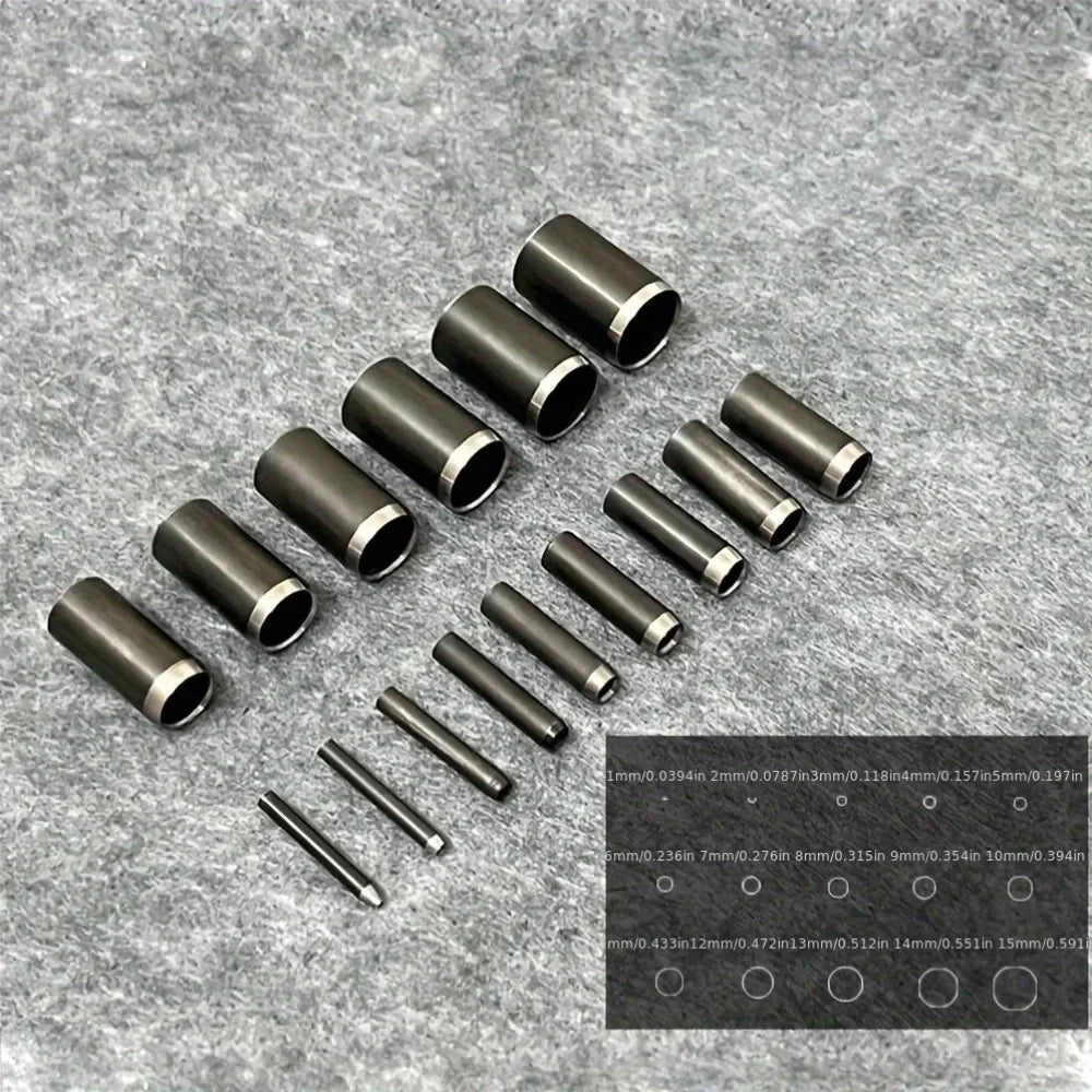 15-Piece Round Leather Hollow Punch Set | Steel Die Cutters 1–15mm