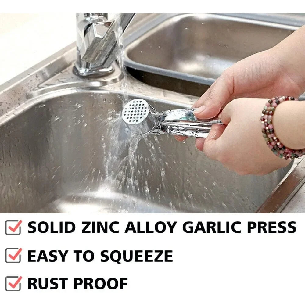 Garlic Press Crusher Mincer Kitchen Stainless Steel Garlic Smasher Squeezer Manual Press Grinding Tool Kitchen Accessories Peaceful Pleasures Health and Wellness