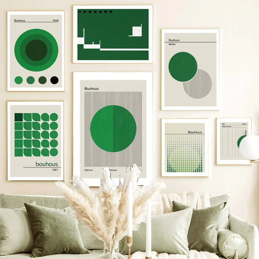 Scandinavian Bauhaus Abstract Green Canvas Wall Art Print Canvas Wall Art Print Peaceful Pleasures Health and Wellness