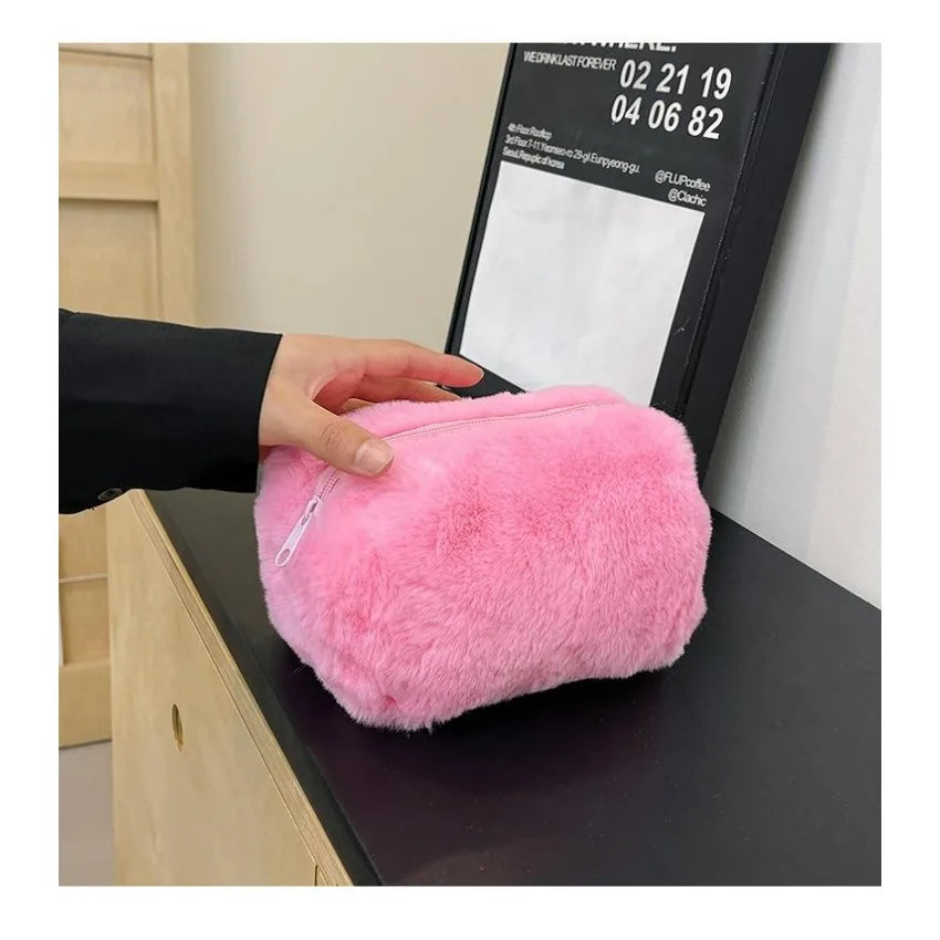 Plush Cosmetic Bag Pencil Girl Candy Hand Banquet Party Lady Makeup