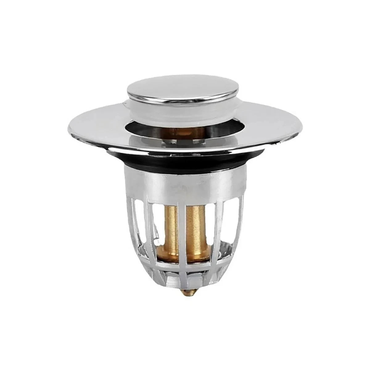 Chrome Pop-Up Sink Drain Stopper with Hair Catcher Filter