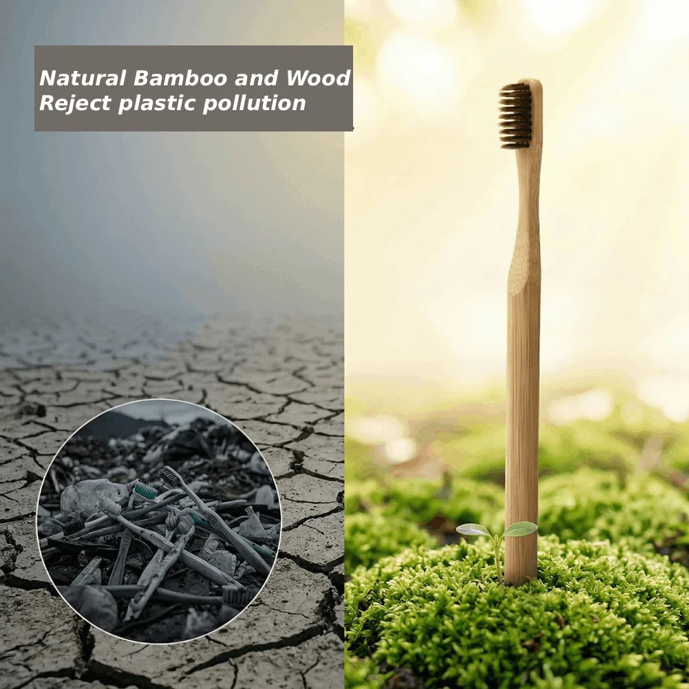 1/50PCS Disposable Toothbrush Natural Bamboo Tooth Brush Soft Bristle Charcoal Teeth Eco Bamboo Toothbrushes Dental Oral Care Peaceful Pleasures Health and Wellness