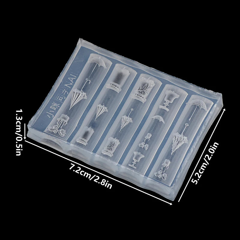 3D Relief Lace Umbrella Silicone Nail Art Mold DIY Nail Decor Transparent Manicure Template Umbrella Silicone Nail Art Mold Gift Peaceful Pleasures Health and Wellness one size