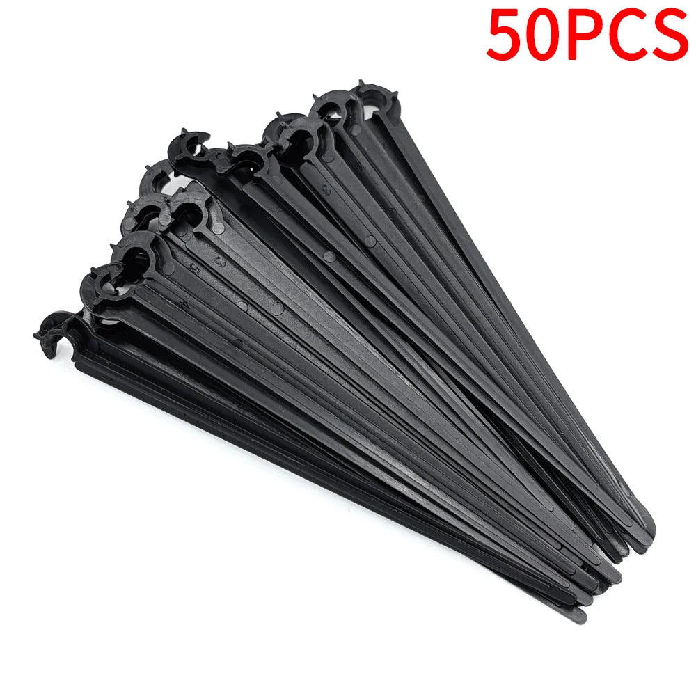 50Pcs Irrigation Drip Support Stakes C- Shape Fixed Stems Holder Bracket for 4/7mm Drip Irrigation Pipe Inserting Ground Peaceful Pleasures Health and Wellness 50 Pcs