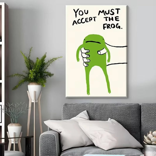 Retro Funky Green Frog Canvas Wall Art Print | Home Decor Canvas Wall Art Peaceful Pleasures Health and Wellness G4222 21x30cm Unframed