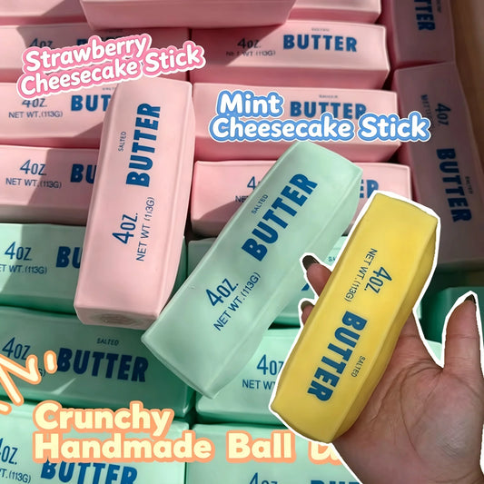 Butter Stick Squishy Stress Ball ADHD Fidget Toy Crunchy Squeeze Toy Round Blocks Filled ASMR Anti Stress Release Hand Gift Toy Peaceful Pleasures Health and Wellness