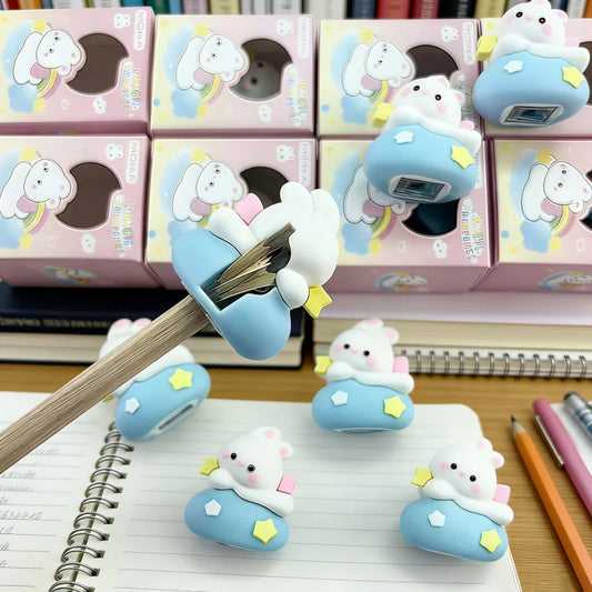 6-Piece Set of Mini Pencil Sharpeners, Desktop Decorations, Cute Strawberry Bunny, Rainbow Bunny Design, Cartoon Cute Pencil Sharpener, Portable Pencil Sharpener for Children and Elementary School Students Peaceful Pleasures Health and Wellness