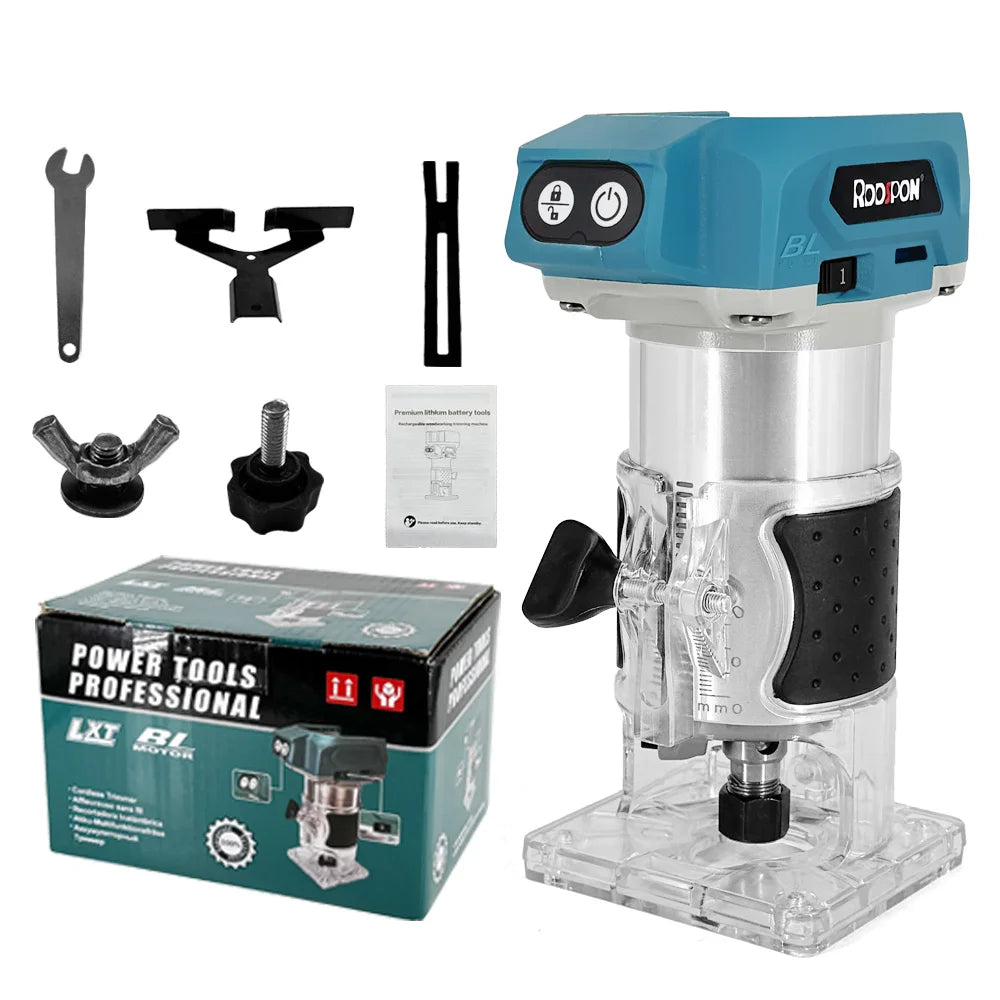 Woodworking Electric Trimmer Brushless Milling Engraving Slotting Machine Wooden Router Tool for Makita 18V Battery (No Battery) Peaceful Pleasures Health and Wellness No Battery